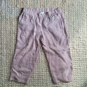 Pure Jill Linen Pants Womens Large Peach Wide Leg Cropped 100% Linen M Petite